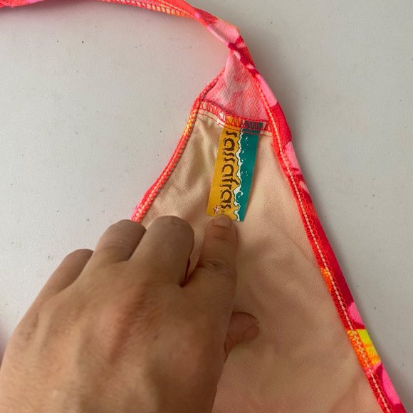 Sassafras Vintage Bikini Floral Swimsuit 90s 80s High Leg Neon - Picture 7 of 8